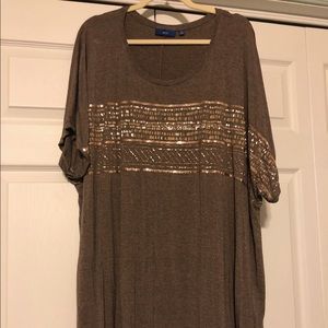 Kohl’s Apt 9 Heather Brown Top w/ Sequins